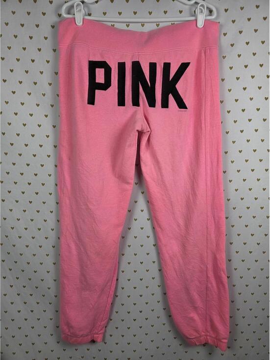 PINK Victoria's Secret Pants - Victorias Secret PINK Logo BUTT Joggers 86 VINTAGE y2K Sweatpants MEDIUM